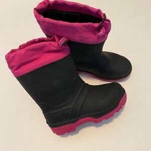 Wonder Nation Girls' toddler pink black insulated waterproof rain boots 11